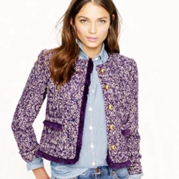 J. Crew Jackets & Blazers - J CREW - Corkscrew Lady Tweed Crop Jacket Blazer